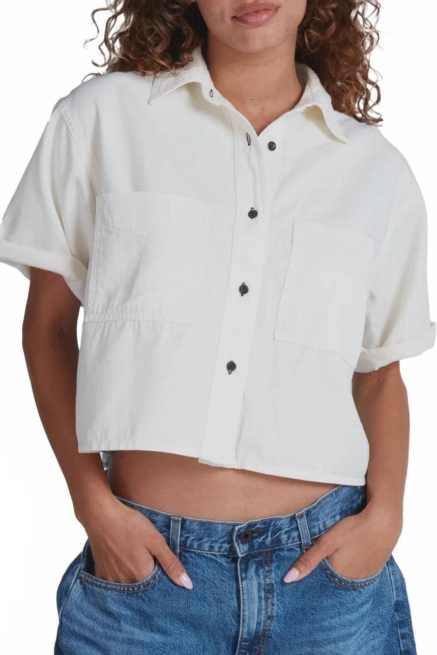 NEW ASKK NY short sleeve combo shirt in white